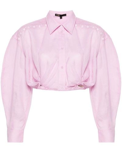 Maje Cropped Ramie Shirt - Pink