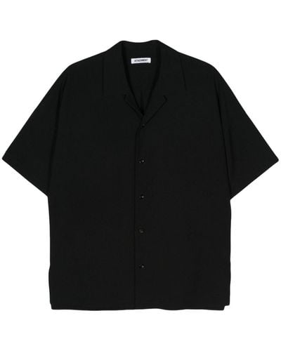 Attachment Notched-collar Wool Shirt - Black