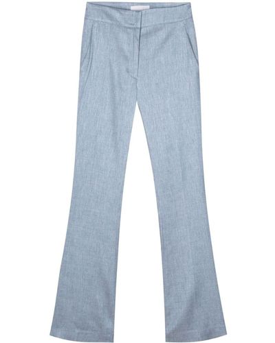 Genny Chambray Flared Trousers - Blue