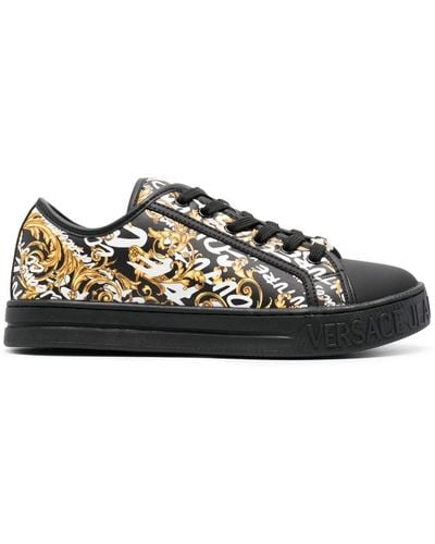 Versace Logo Brush Couture Court 88 Sneakers - Black
