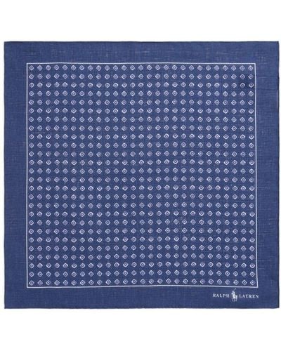 Polo Ralph Lauren Geometric-print Linen Pocket Square - Blue