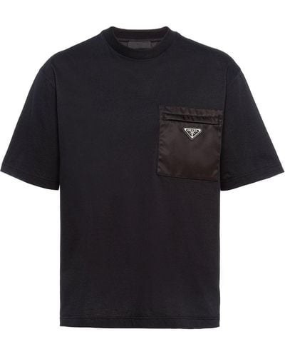 Prada T-shirt à plaque logo - Noir