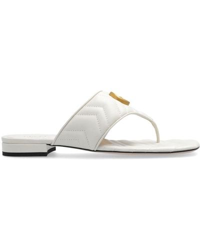Gucci Double G Quilted Flat Sandals - White