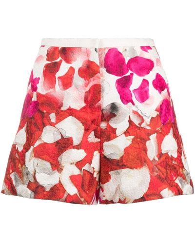 Gemy Maalouf Floral-print High-waist Jacquard Shorts - Red