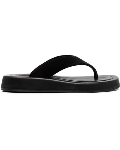 The Row Padded Leather Flip Flops - Black