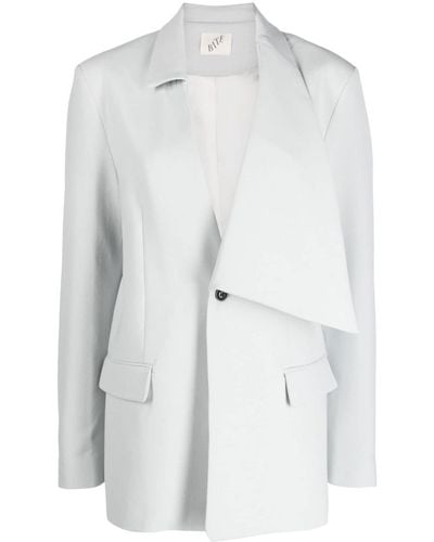 BITE STUDIOS Asymmetric Wool-silk-blend Blazer - White