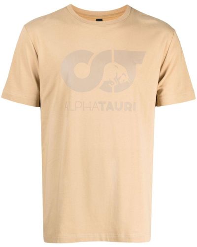 Alpha Tauri Logo-print Stretch-cotton T-shirt - Natural