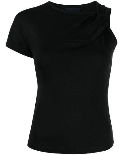 Juun.J Single-sleeved Draped T-shirt - Black