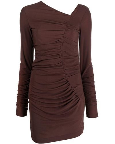 Helmut Lang Robe asymétrique à design drapé - Marron