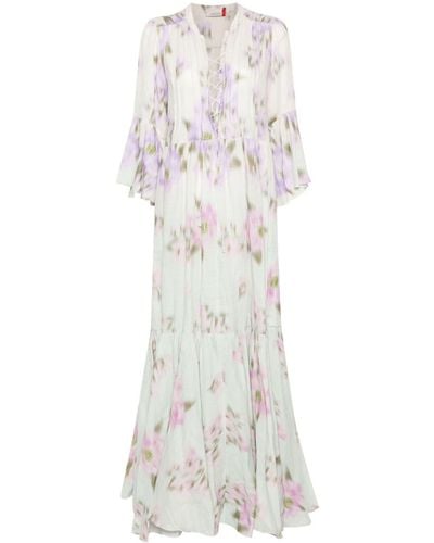 Dorothee Schumacher Blooming Volumes Chambray Maxi Dress - White