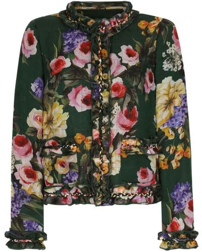 Dolce & Gabbana Floral-print Silk Jacket - Green