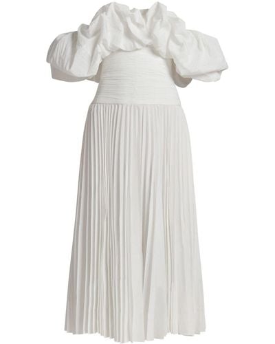 Acler Arahura Ruffle-collar Midi Dress - White