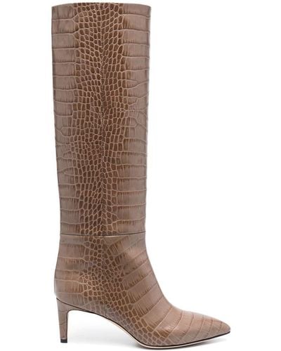 Paris Texas 65mm Crocodile-effect Leather Boots - Brown