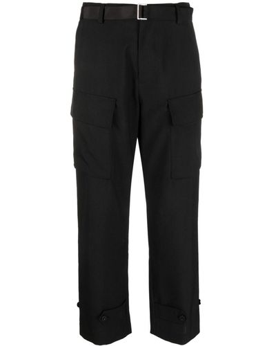 Sacai Cropped-leg Cargo Trousers - Black