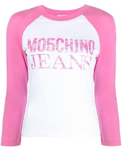 Moschino Jeans Top con logo estampado - Rosa
