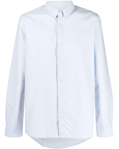 A.P.C. Logo-embroidered Button-down Shirt - White