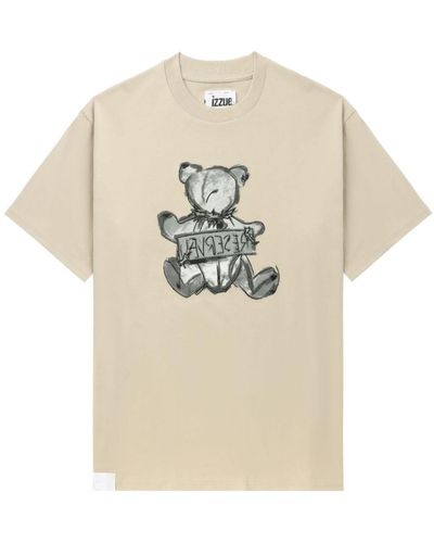 Izzue Teddy Bear-print Cotton T-shirt - Natural