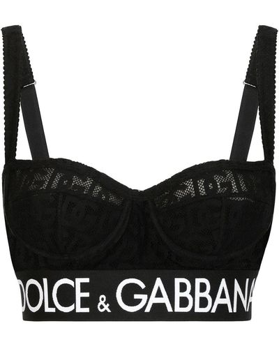 Dolce & Gabbana Logo Trim Sports Bras - Green