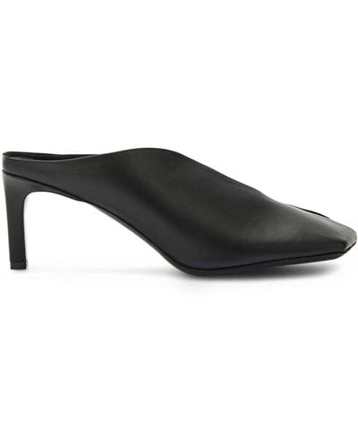 Jil Sander Mules en cuir à bout carré - Noir