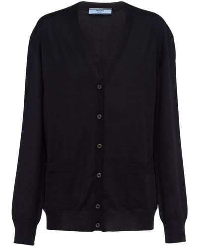 Prada V-neck Wool-cashmere Cardigan - Black
