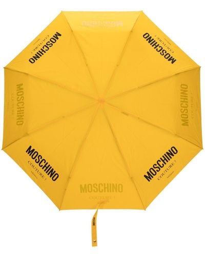 Moschino Paraguas compacto con logo estampado - Amarillo