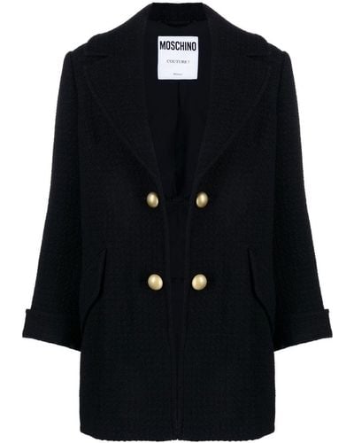 Moschino Manteau en laine vierge à design ouvert - Noir