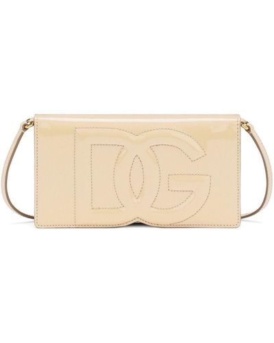 Dolce & Gabbana Dgロゴ エナメルレザー ミニバッグ - ナチュラル