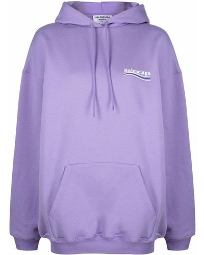 Balenciaga Embroidered Logo Hoodie - Purple