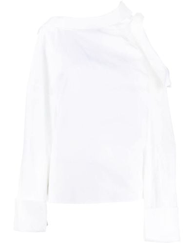 A.W.A.K.E. MODE Blusa asimétrica con aberturas - Blanco