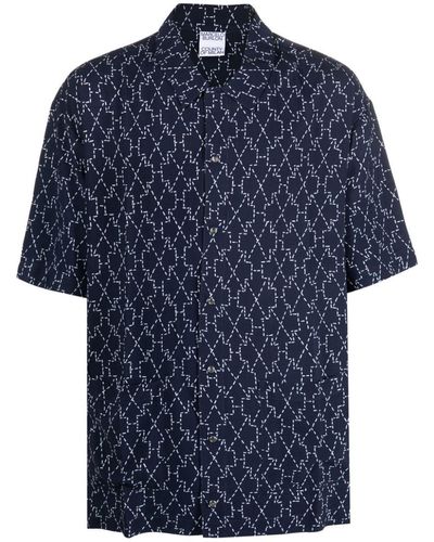 Marcelo Burlon Camicia pigiama con stampa Stitch Cross - Blu