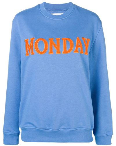 Alberta Ferretti Sweatshirt mit "Monday"-Patch - Blau