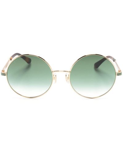 Jimmy Choo Glitter-detail Round-frame Sunglasses - Green