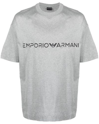 Emporio Armani T-shirt girocollo con stampa - Grigio