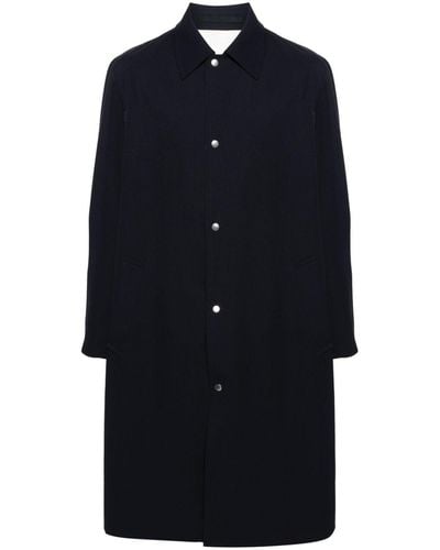 Jil Sander Single-breasted Gabardine Wool Coat - Blue