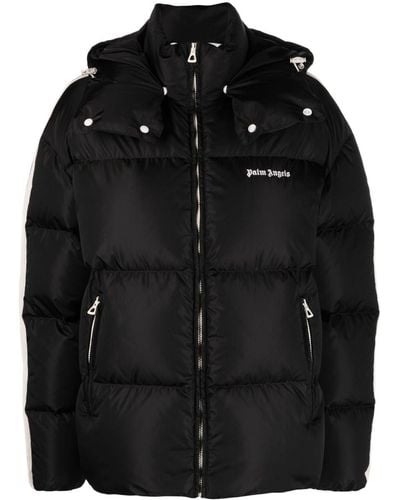 Palm Angels Track Hooded Puffer Jacket - Black