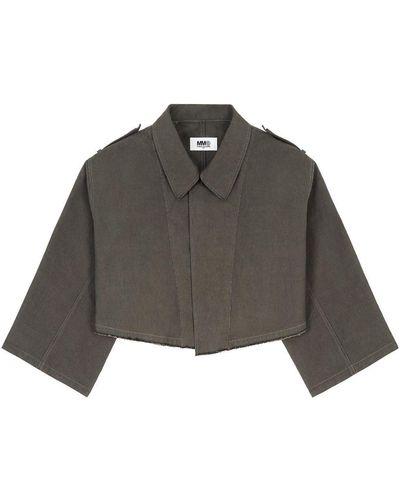 MM6 by Maison Martin Margiela Long-sleeve Cropped Jacket - Gray