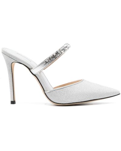 MICHAEL Michael Kors Mules Jessa 110 mm à bride ornée de cristaux - Blanc