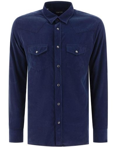Tom Ford Cotton Corduroy Shirt - Blue