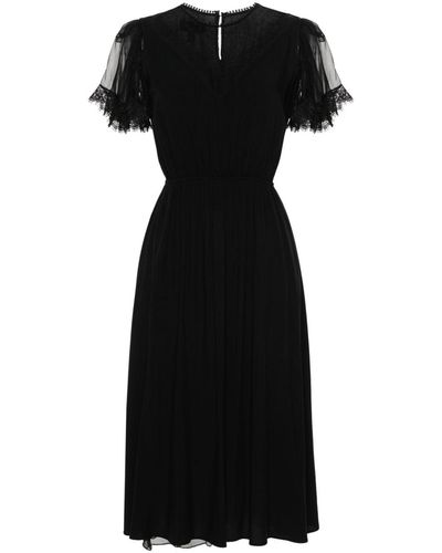 Nissa Lace-embellished Silk Dress - Black