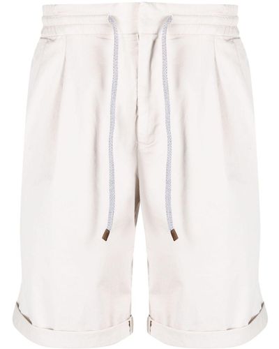 Brunello Cucinelli Short en coton à taille à lien de resserrage - Neutre