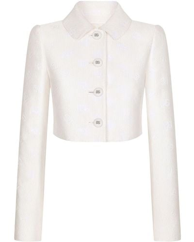 Dolce & Gabbana Dg-logo Jacquard Cropped Jacket - White