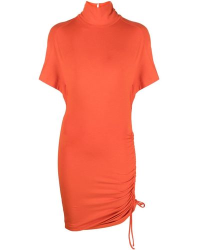 Isabel Marant Side Drawstring-slit Ruched Minidress - Orange