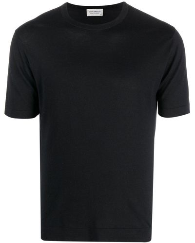 John Smedley Plain Cotton T-shirt - Black
