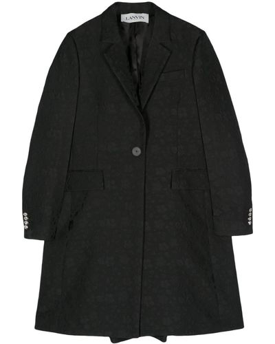 Lanvin Cloqué Midi Coat - Black