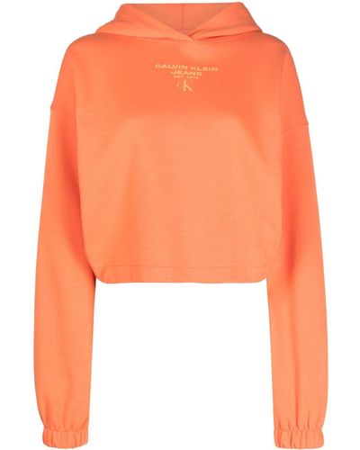 Calvin Klein Cropped-Hoodie mit Logo - Orange
