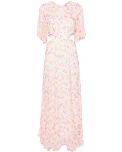 Maje Floral-print Draped Chiffon Dress - Pink