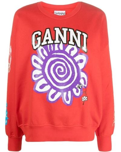 Ganni Isoli Mega Flower Sweatshirt - Red