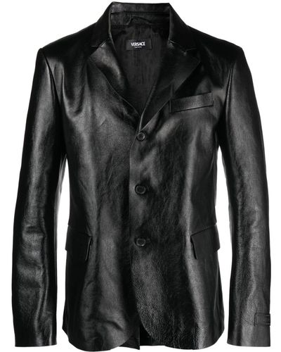 Versace Blazer monopetto in pelle - Nero