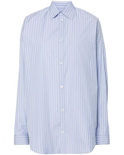 Balenciaga Striped Cotton Shirt - Blue
