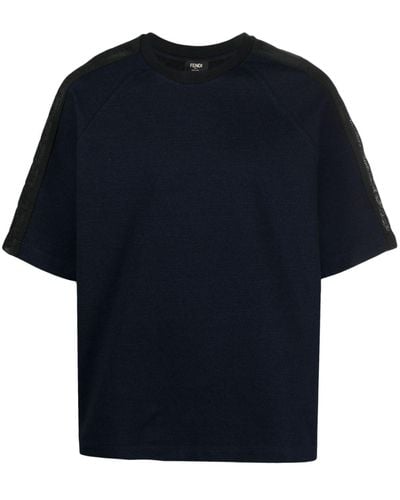 Fendi T-shirt oversize à bande monogrammée - Bleu
